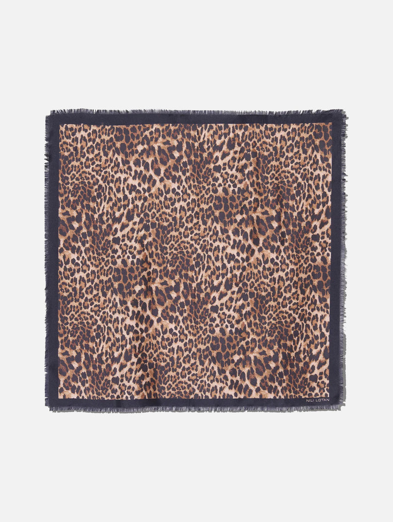 Leopard Silk Twill Scarf in Vintage Leopard
