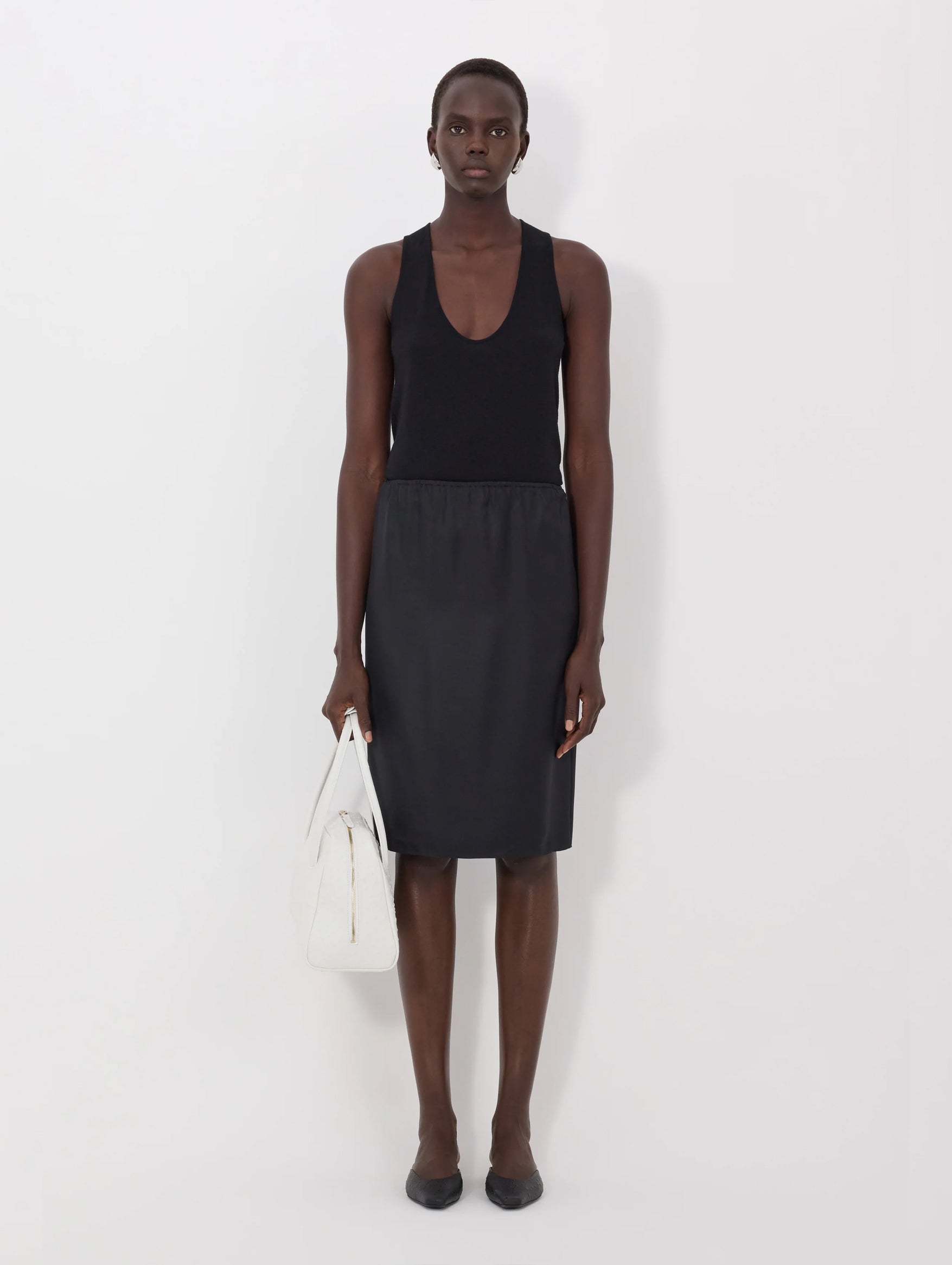 Vasali Silk twill Skirt in Black