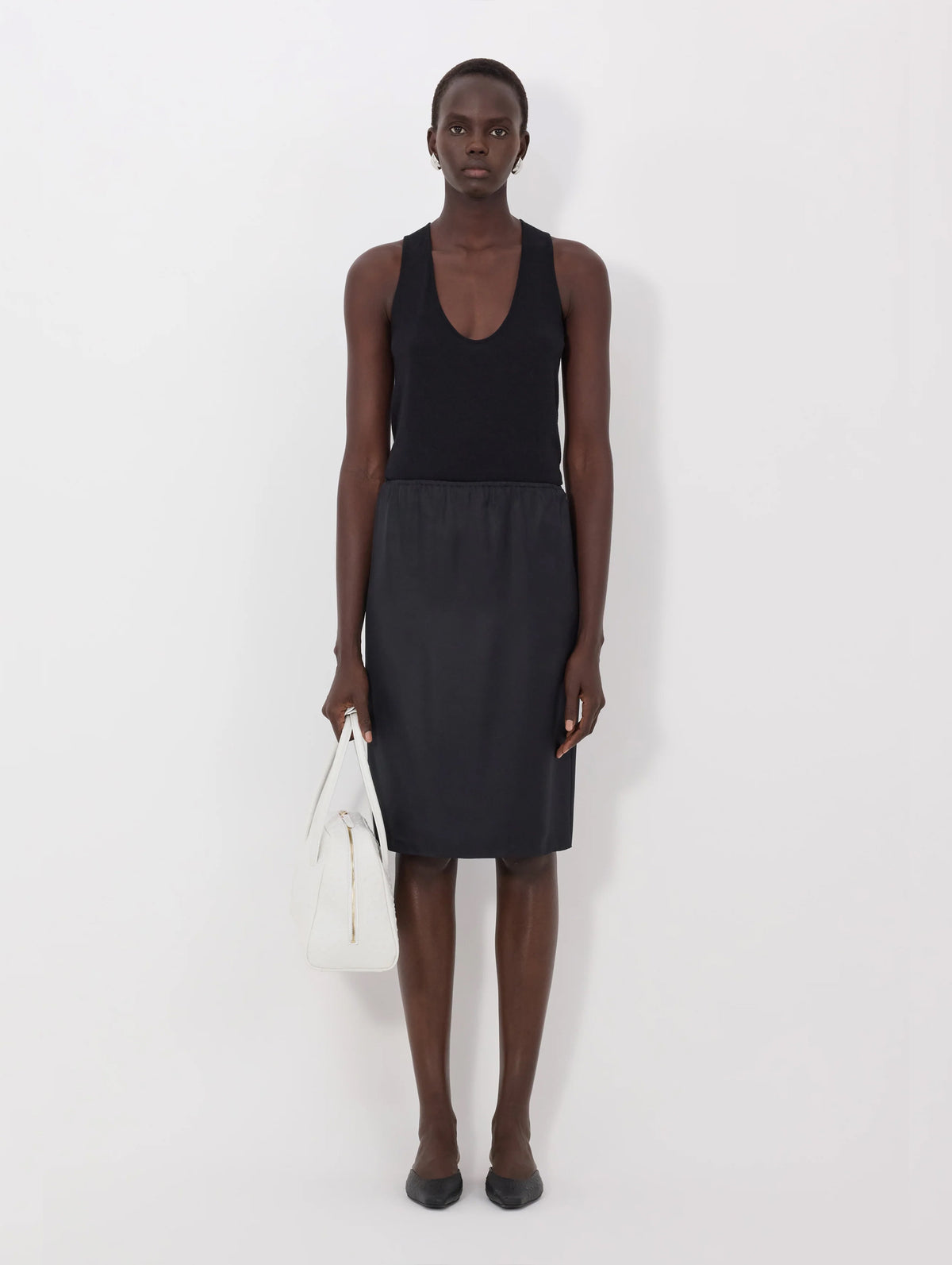 Vasali Silk twill Skirt in Black