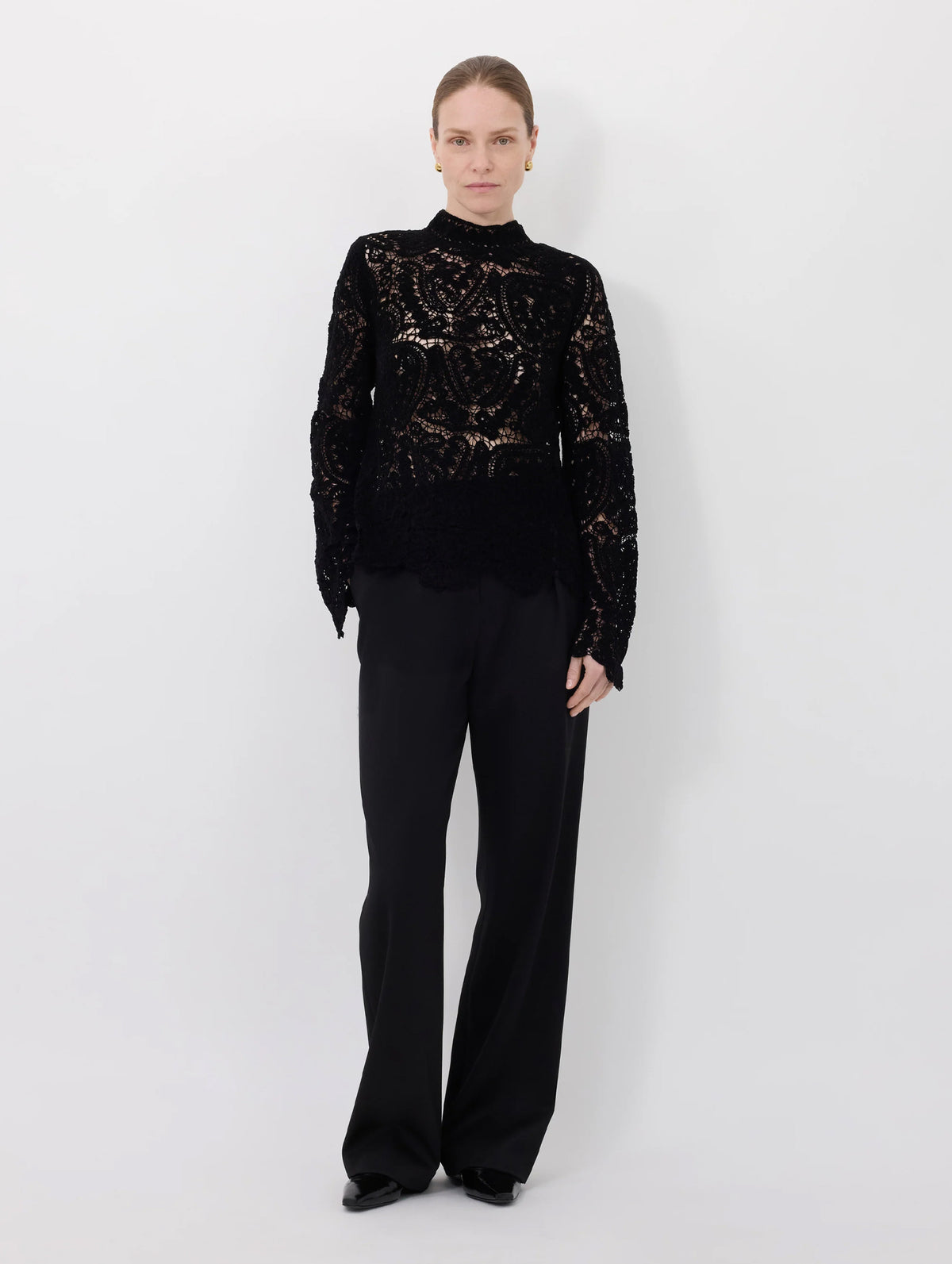 Wade Velvet Silk Knit Top in Black