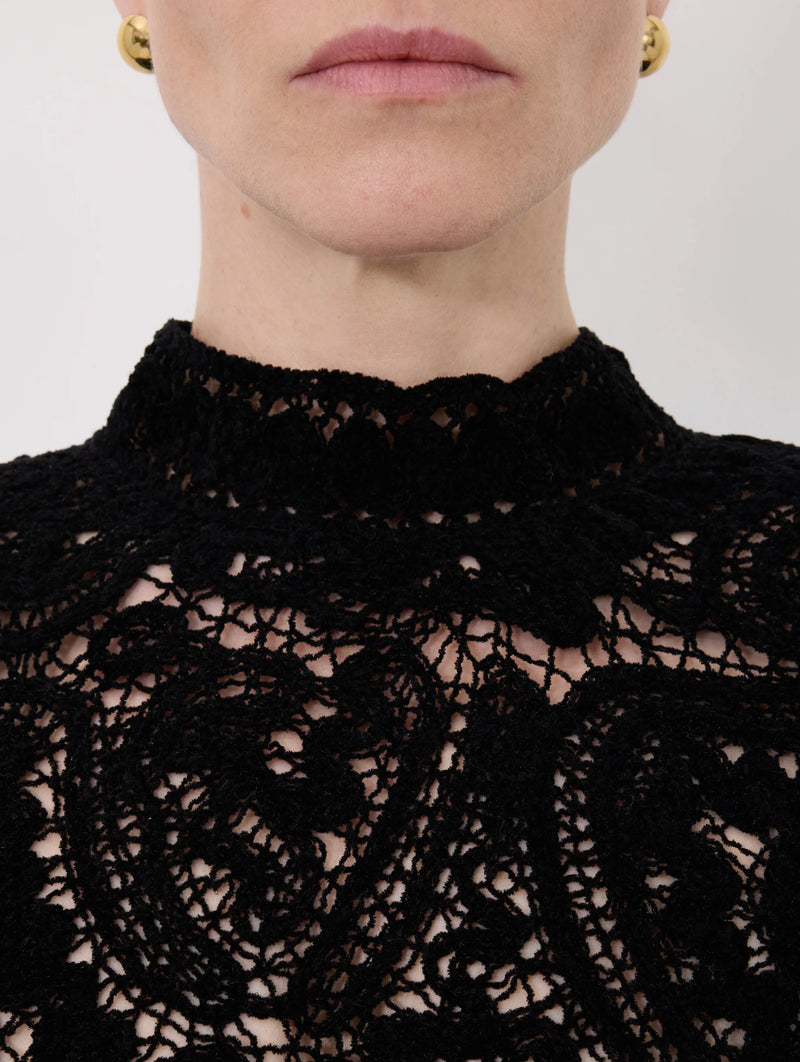 Wade Velvet Silk Knit Top in Black