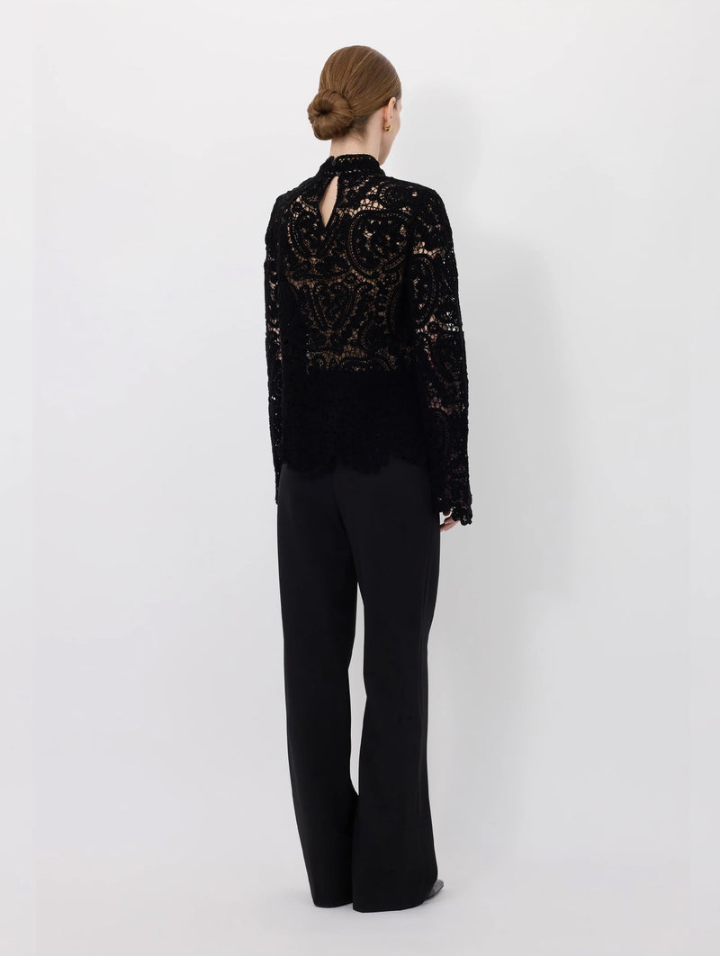 Wade Velvet Silk Knit Top in Black