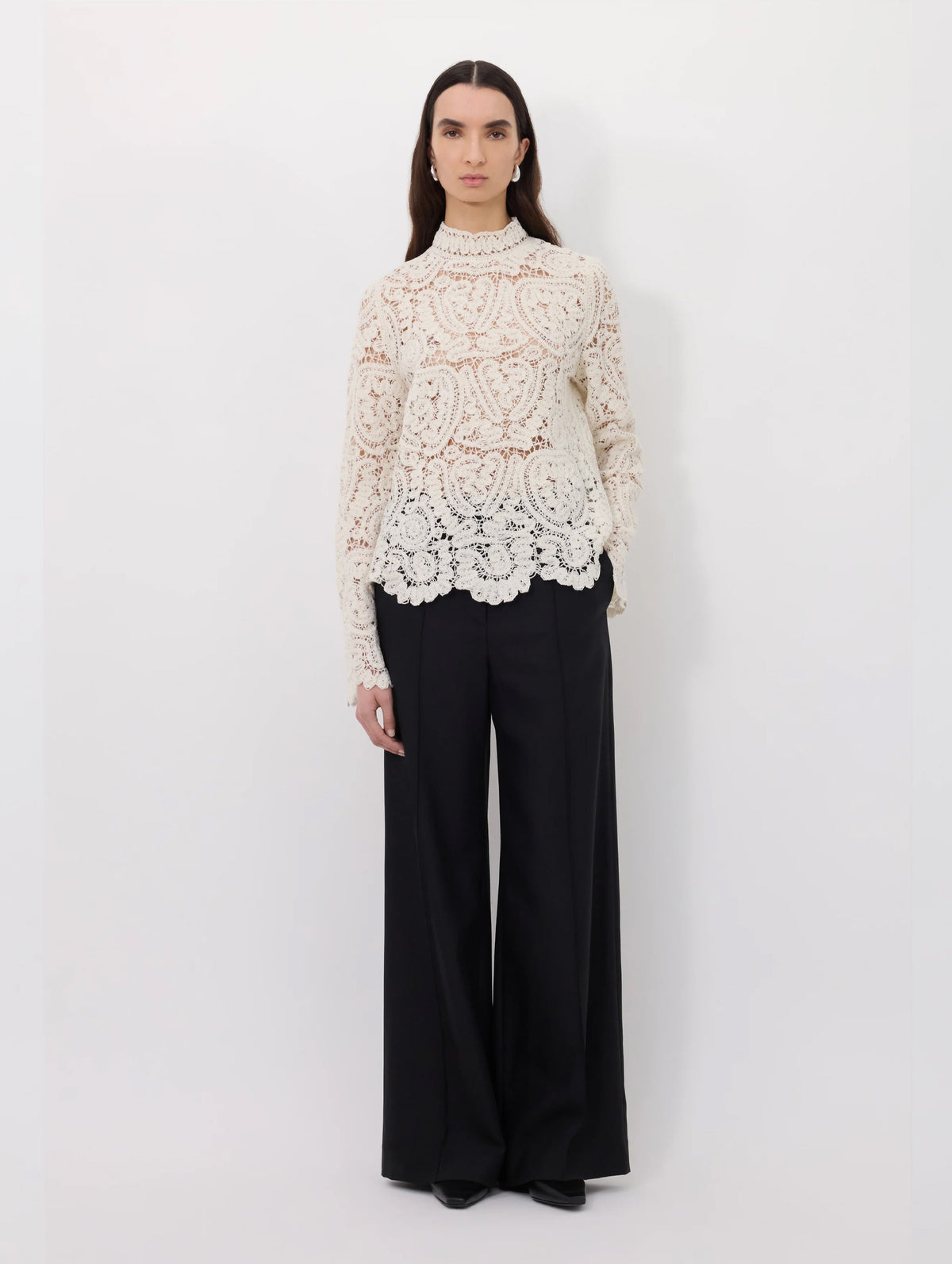 Wade Velvet Silk Knit Top in Ivory