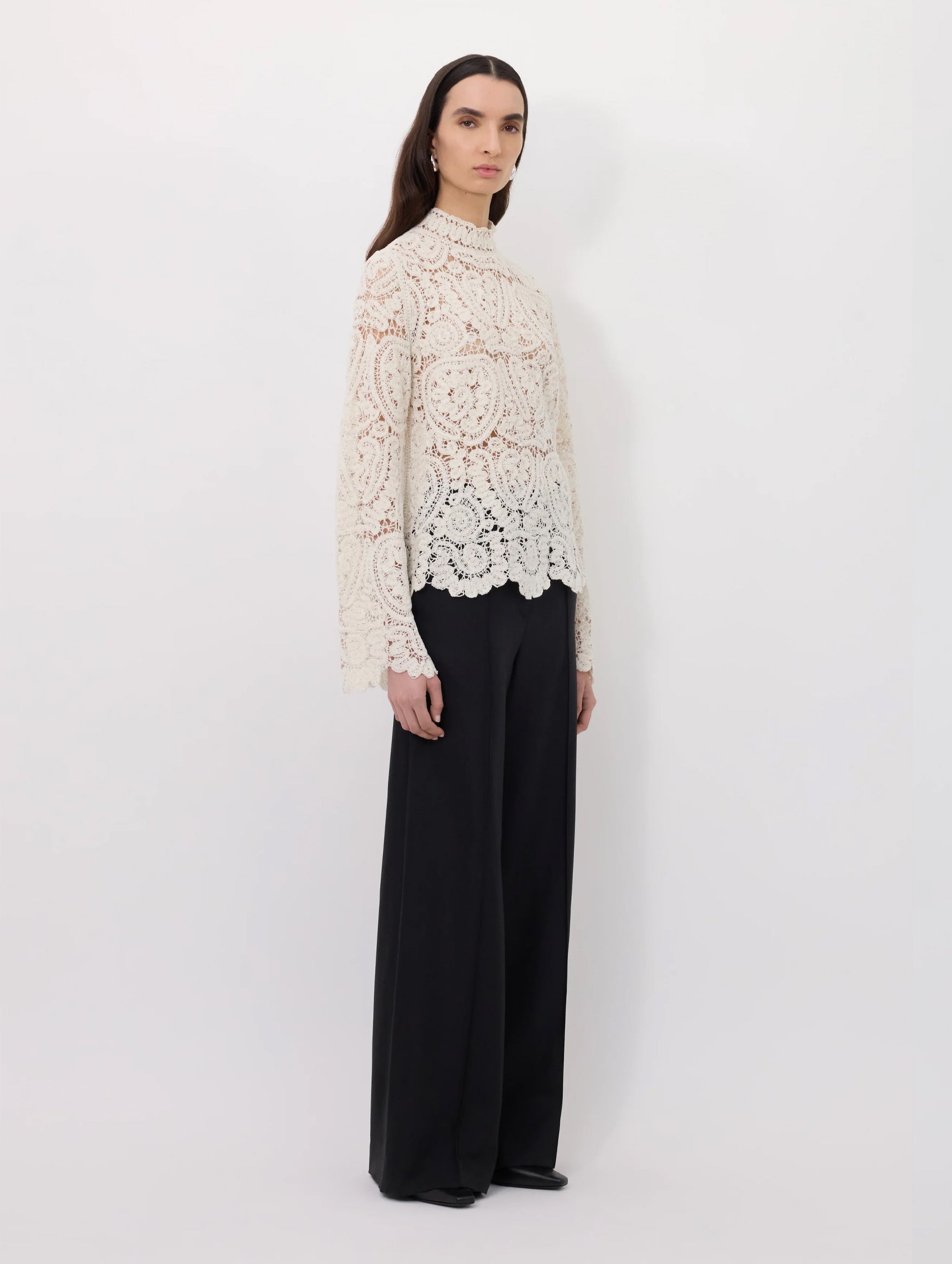 Wade Velvet Silk Knit Top in Ivory