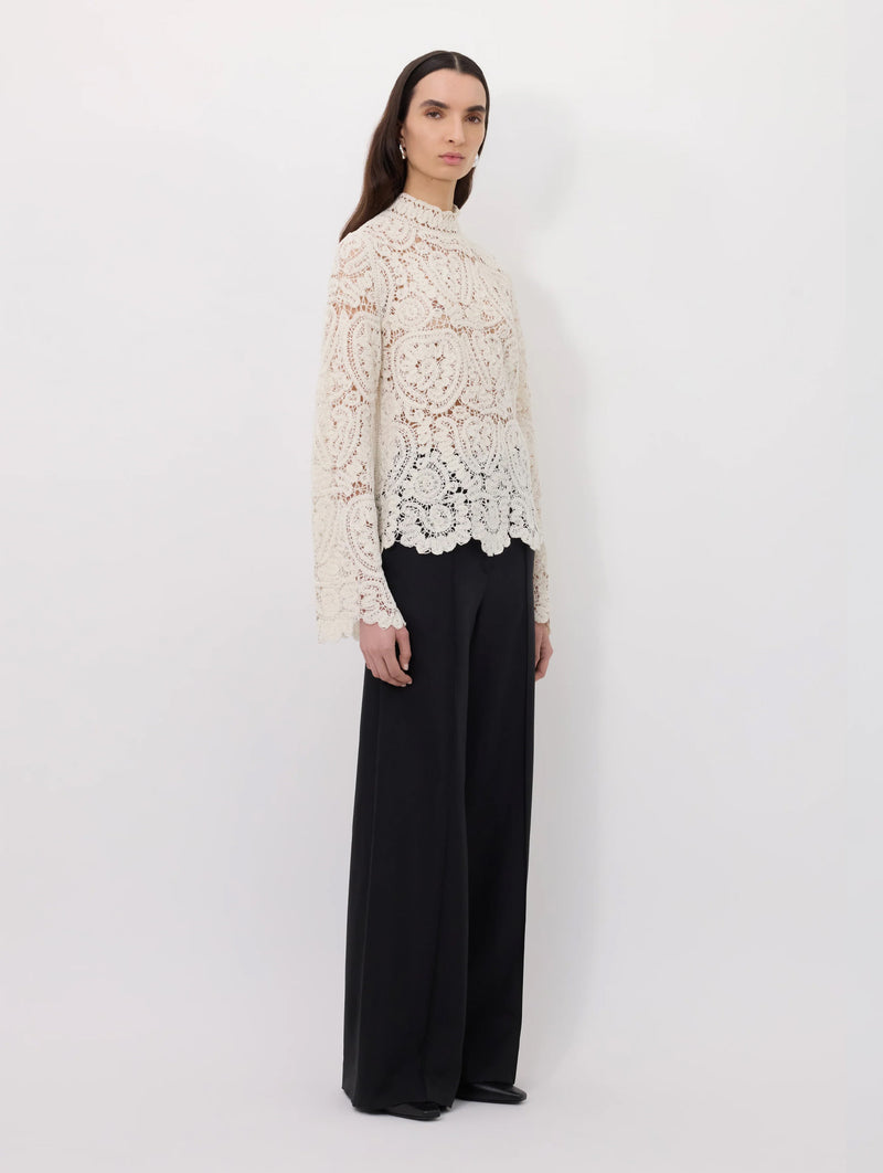 Wade Velvet Silk Knit Top in Ivory