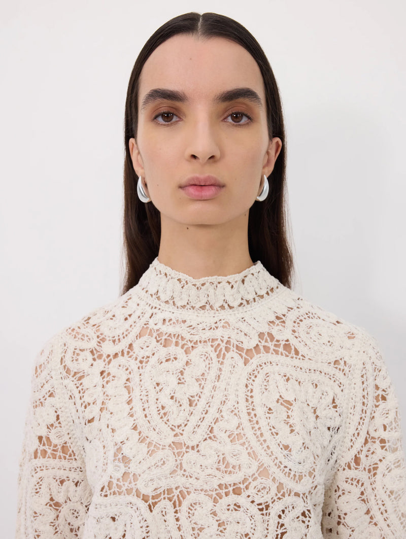 Wade Velvet Silk Knit Top in Ivory