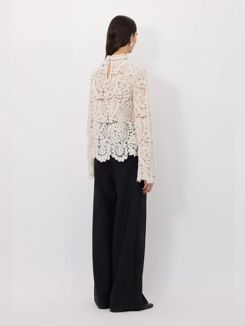 Wade Velvet Silk Knit Top in Ivory