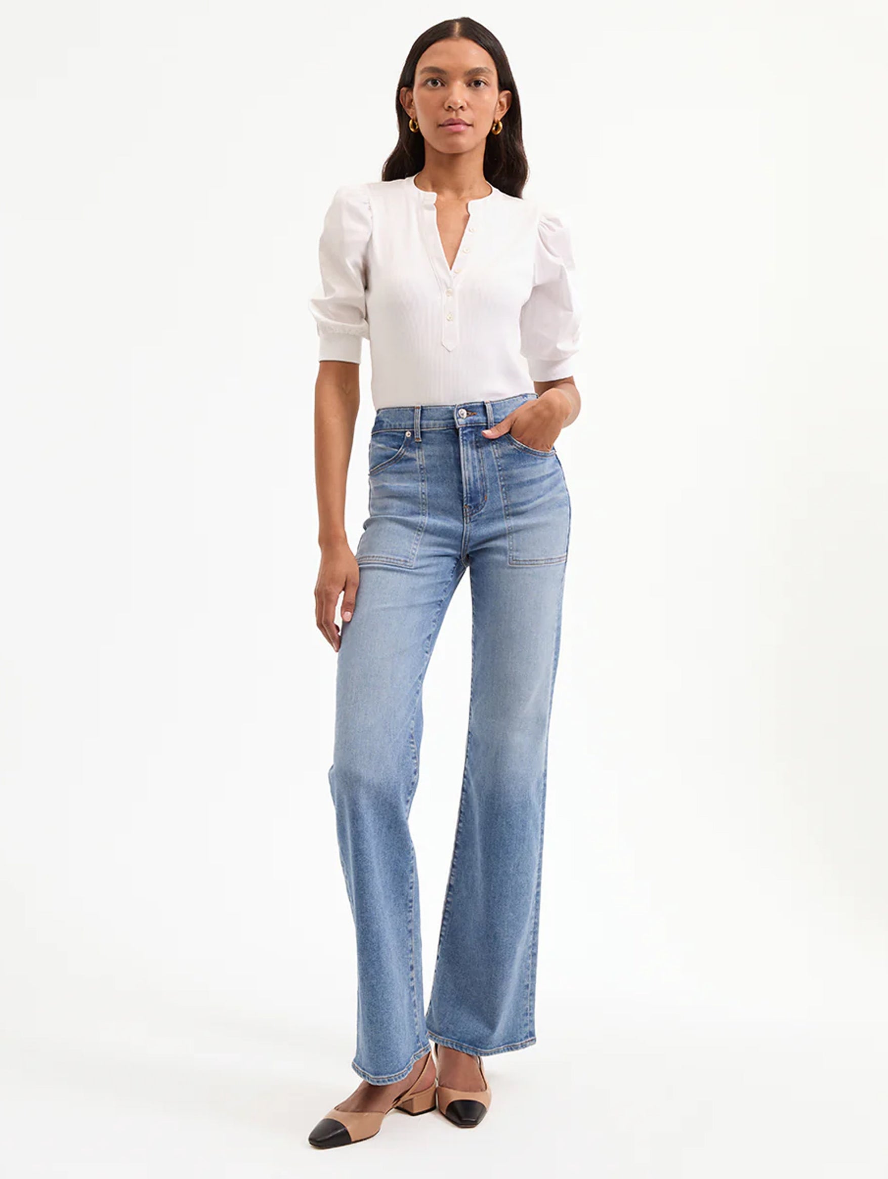 Coralee Puff Sleeve Tee in White