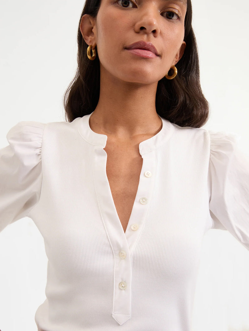 Coralee Puff Sleeve Tee in White
