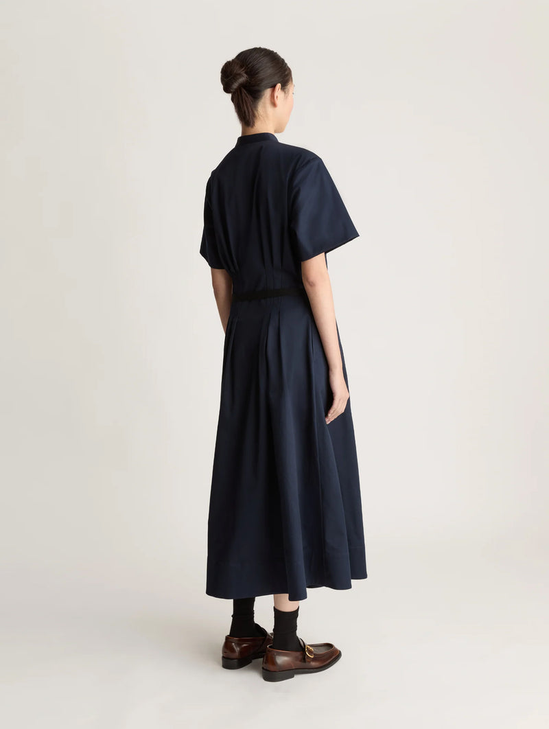 Spencer Cotton Wrap Dress in Ink