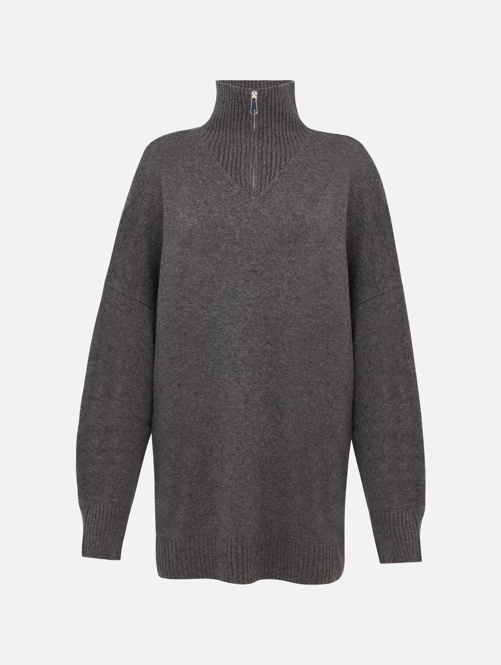 Oversized Zip Sweater in Charcoal