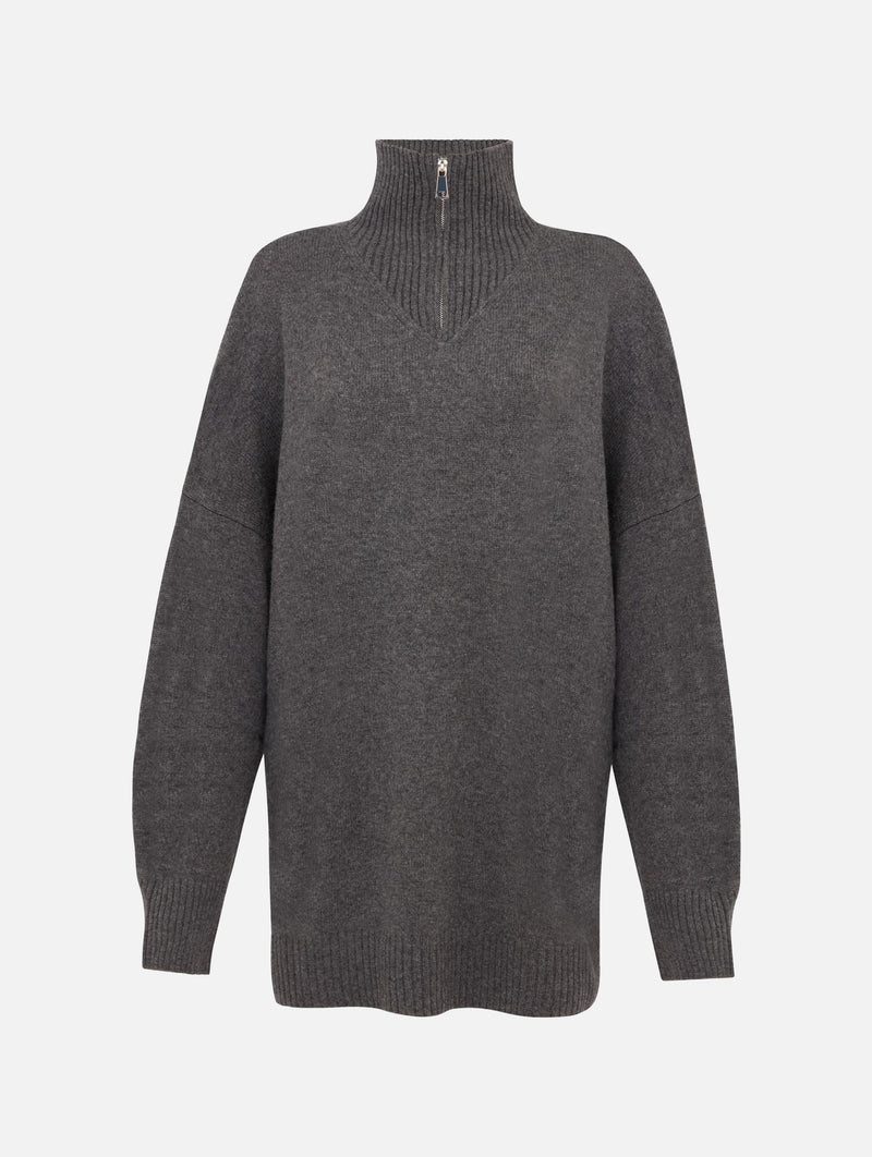 Oversized Zip Sweater in Charcoal