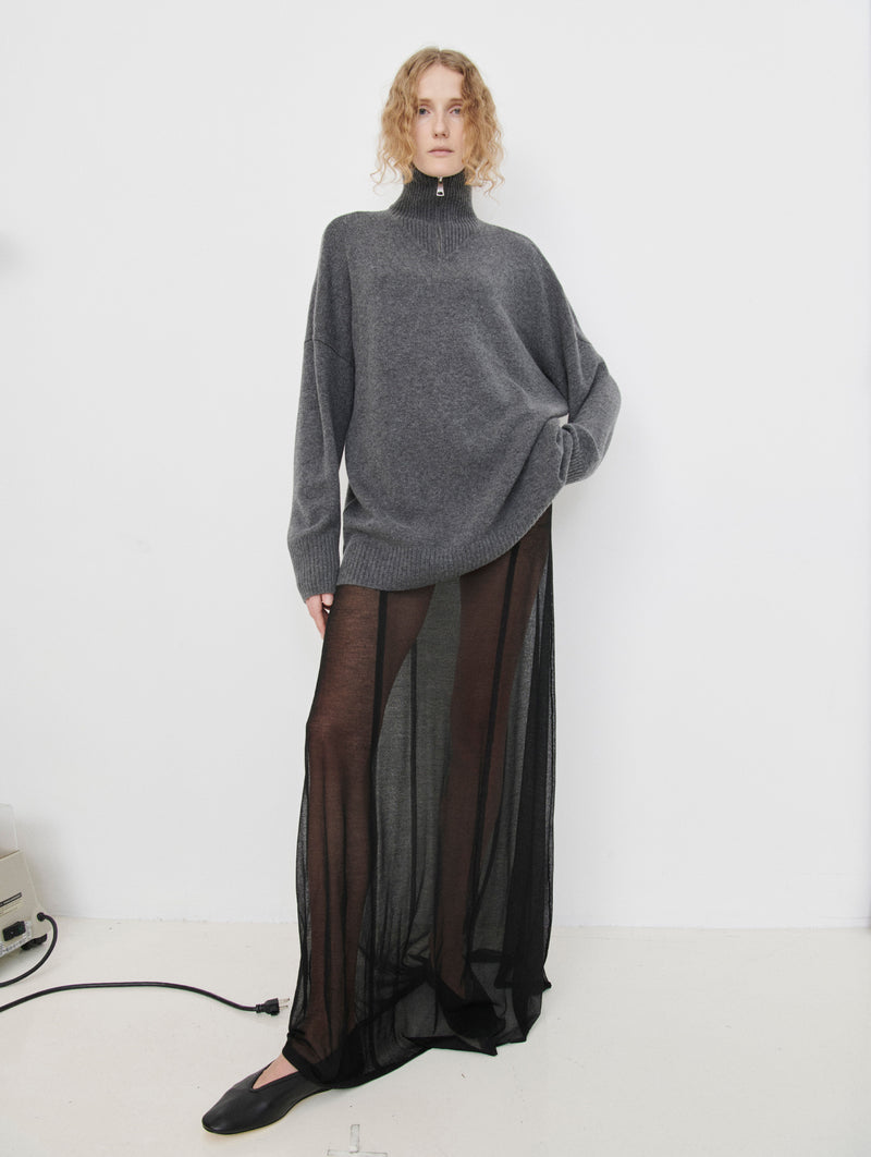 Oversized Zip Sweater in Charcoal