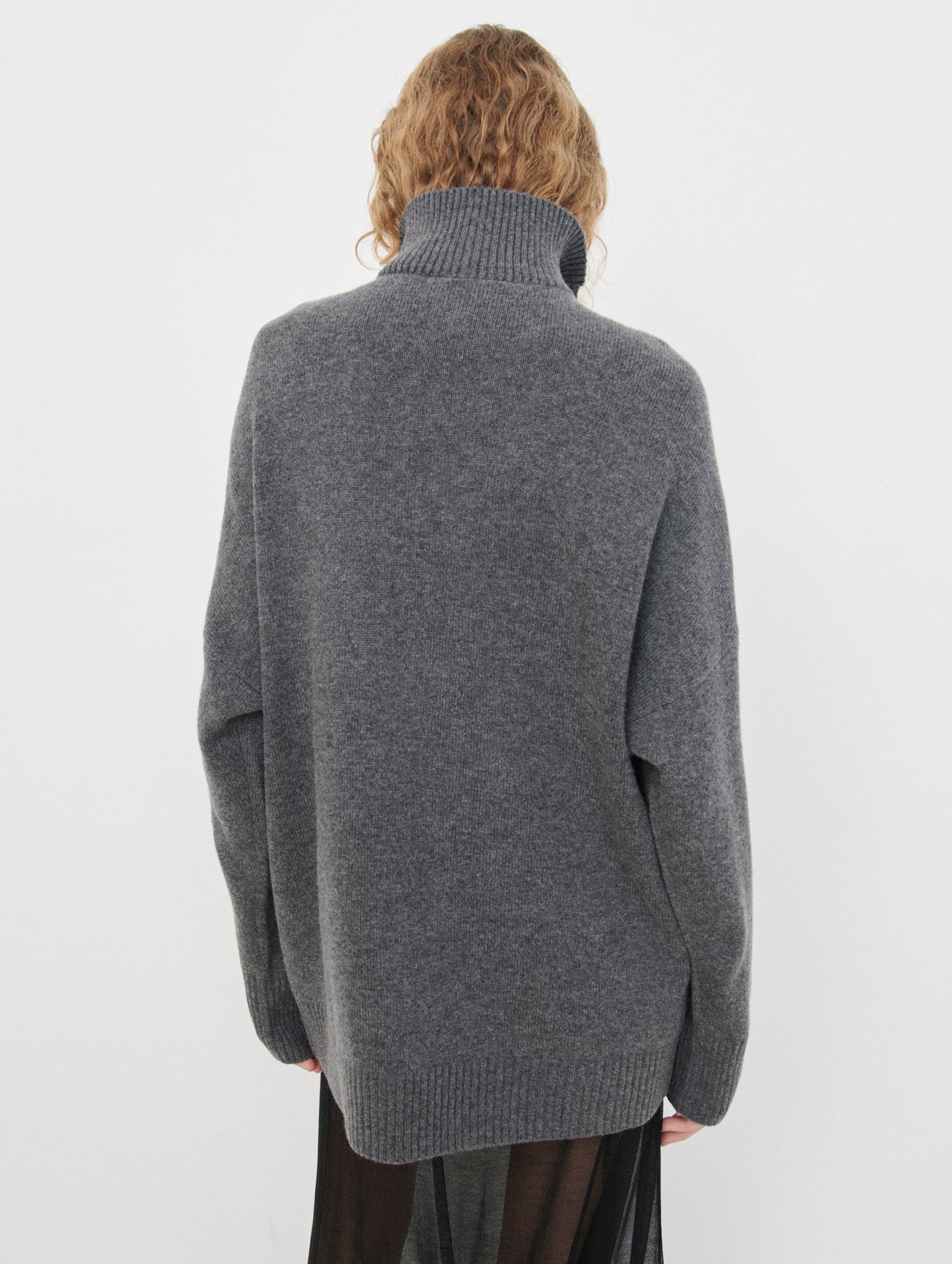 Oversized Zip Sweater in Charcoal