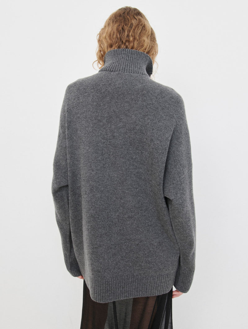 Oversized Zip Sweater in Charcoal